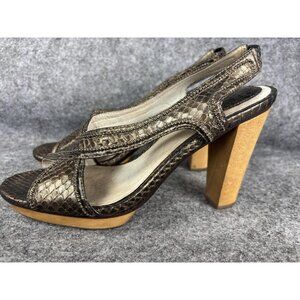 Frye Shoes Womens Size 8.5M Gerry Platform Sandals Heels Leather Metal Beaded